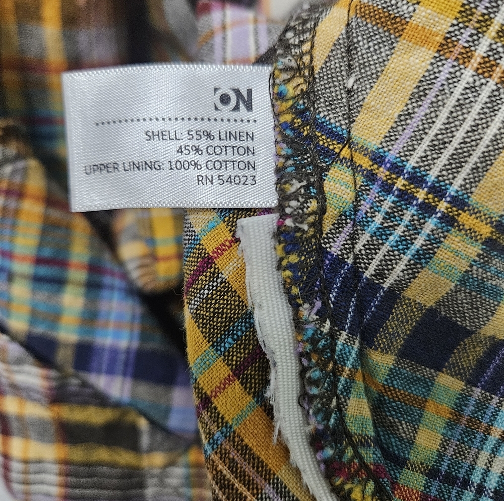 Old Navy Plaid Earthy Spring Dress Bias Cut Preppy Y2K Retro Brown Yellow - Picture 12 of 12